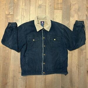 Converse Men's Black Denim Jacket with Sherpa Collar